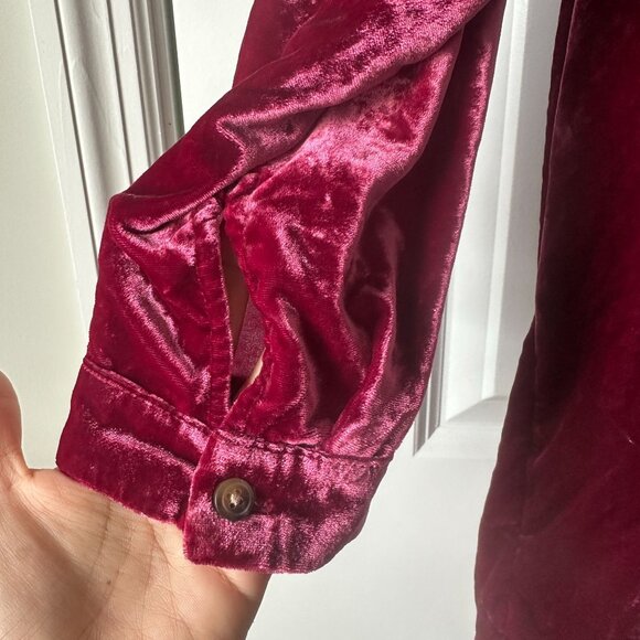 Anthropologie Melody Velvet Long Sleeve Tunic Mini Dress Pink Red 1X / XL - Picture 7 of 12